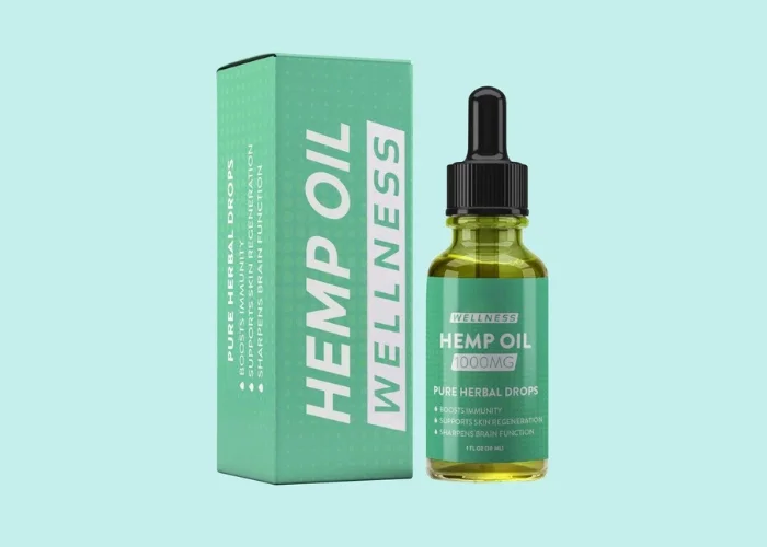 Eco-friendly packaging for hemp essential oils.